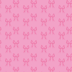 Hand drawn big bow seamless pattern design in pink colors for textile fabric wrapping 