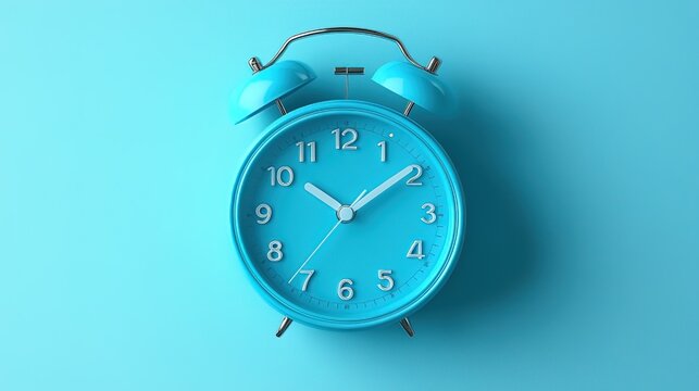 Teal Alarm Clock on Matching Blue Background