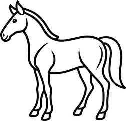 a horse one line art with transparent background