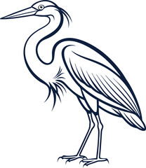 a heron outline illustration with transparent background