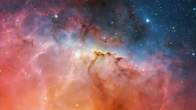 Nebula, an interstellar cloud of dust, hydrogen, helium and other ionized gases creating beautiful colors in the vastness of space with countless stars