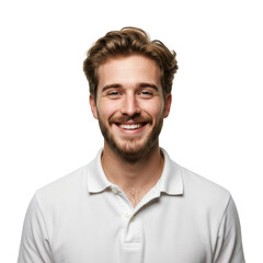 Obraz premium Smiling man with beard wearing polo shirt portrait isolated on transparent background