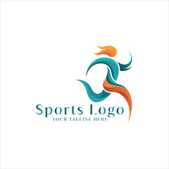 Dynamic Abstract Running Figure Sports Logo