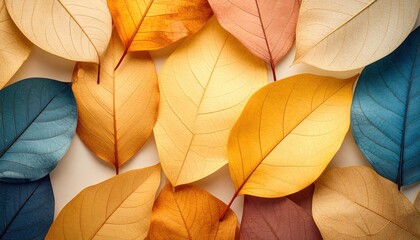 Autumn leaf collection nature scene close-up photography bright colors indoor setting seasonal beauty for home decor
