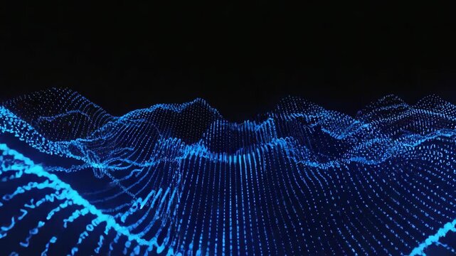 Flowing big data streams across cyberspace, creating a vibrant futuristic landscape filled with glowing digital information, numbers, and letters, illustrating advanced technology and communication