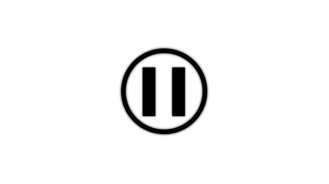 Play stop media player button icon. Animation play and stop button. Play button animation in center over a white background. Video play button icon concept. Motion graphic design.