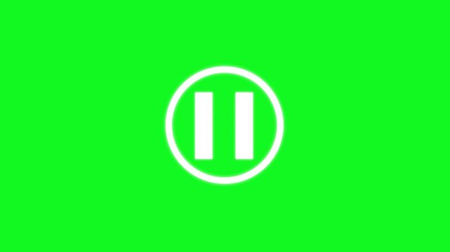 Animation play and stop button. Play button animation in center over a green background. Video play button icon concept. Play stop media player button icon. Motion graphic design.
