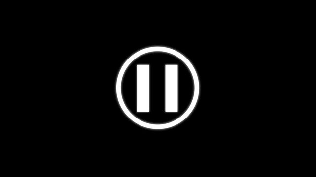 Video play button icon concept. Play button animation in center over a black background. Animation play and stop button. Play stop media player button icon. Motion graphic design.