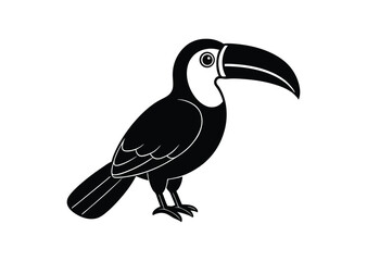 Toucan bird silhouette black vector white background