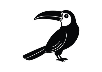 Obraz premium Toucan bird silhouette black vector white background
