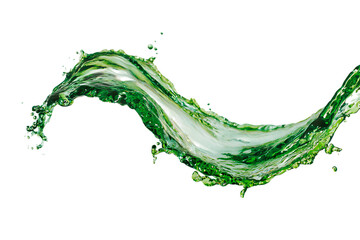 Green liquid splash, flowing wave, dynamic movement.