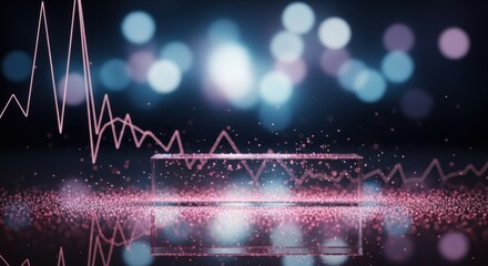 Illuminated crystalline platform reflecting data trend, set against an elegant bokeh backdrop