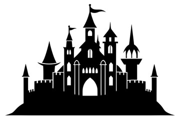 Obraz premium castle architecture black silhouette vector on white background