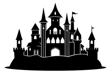 Obraz premium castle architecture black silhouette vector on white background