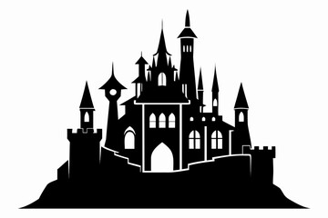 castle architecture black silhouette vector on white background