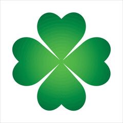 St Patrick's Day. Lucky Four-leaf clover, Green Four leaf clover vector icon. Lucky and happiness concept. Shamrock - green four leaf clover icon. Good luck theme design element.