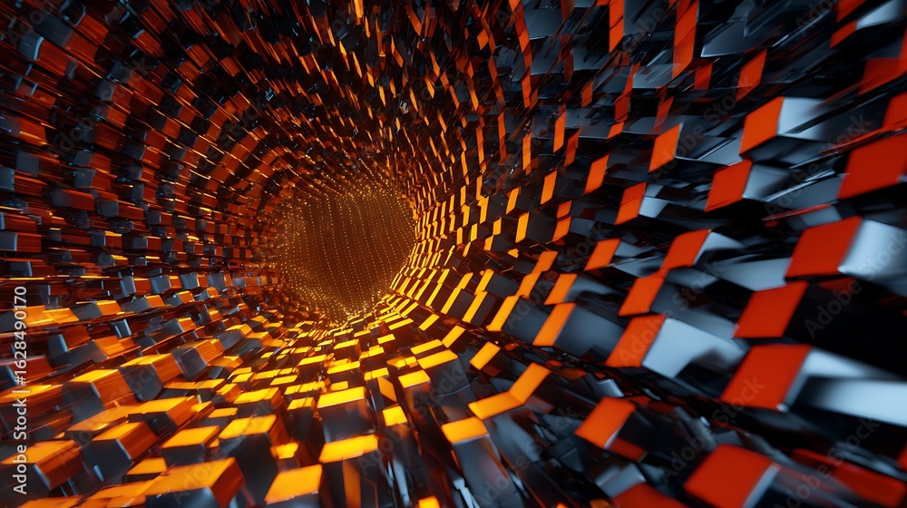 Wall mural abstract futuristic tunnel background with light and motion blur effect creating a sense of speed an