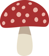 Vector element: Illustration of a Red with White spots Mushroom