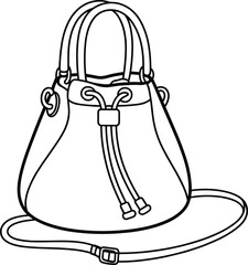 Cad drawing flat vector illustration, stylish handbag, adjustable strap, fashion accessory, elegant design, practical purse, modern women, everyday use, versatile, trendy