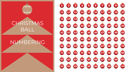 red Christmas ball isolated numbering sheet クリスマス　数字