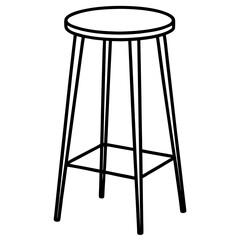 Sleek Backless Bar Stool Line Art 
