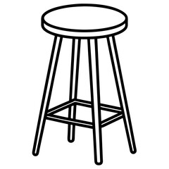 Sleek Backless Bar Stool Line Art 