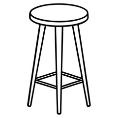 Sleek Backless Bar Stool Line Art 