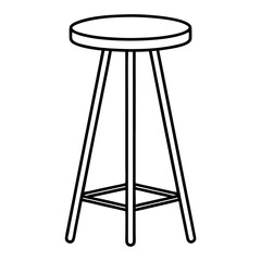 Sleek Backless Bar Stool Line Art 