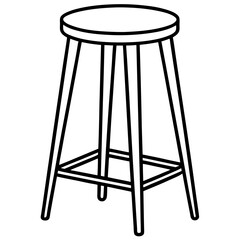 Sleek Backless Bar Stool Line Art 
