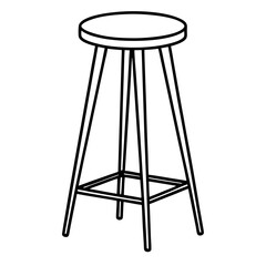 Sleek Backless Bar Stool Line Art 