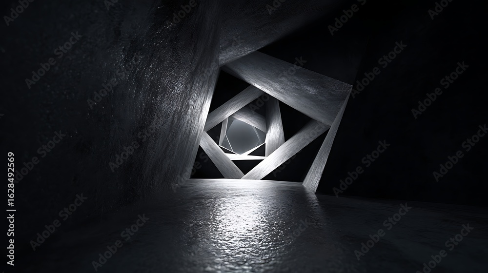 Canvas Prints abstract architecture with modern geometric design, a dark interior with light and shadow reflection