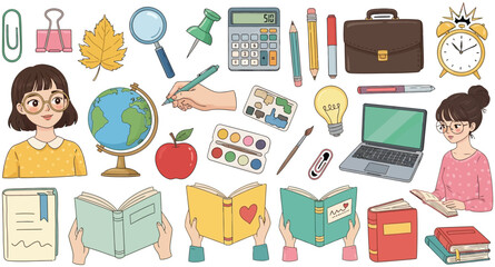 Inspiring school supplies and students create a vibrant educational learning scene