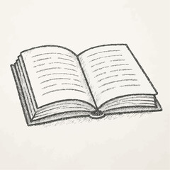 Fototapeta premium Open book with blank pages sketched in simple style 