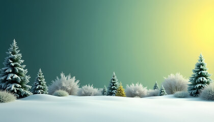 A beautiful winter scene with snow-covered trees and a colorful sky.
