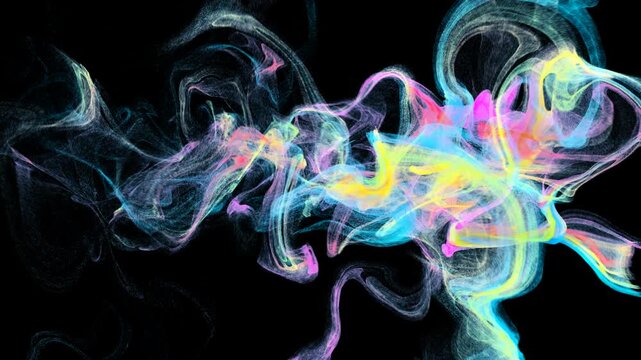 Flowing colorful waves with moving particles colorful smoke explosion in slow motion with space background Vibrant abstract background with colorful dust particles swirling in a gradient of warm and c