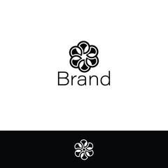 Elegant Geometric Floral Logo With Two Backgrounds' Color's Combination. 