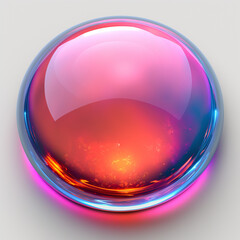 Obraz premium Vibrant glowing glass sphere in red, orange, and pink tones. Futuristic 3D orb for technology, gaming, and sci fi interface design.