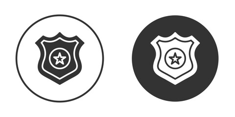 Police badge icon in black solid flat silhouette designs