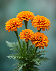 Stunning orange zinnias in full bloom, perfect for a summer day.