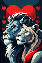 lion mother and lion baby 