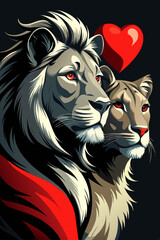 lion mother and lion baby 