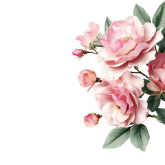 Soft pink roses in a vintage floral arrangement against a black background