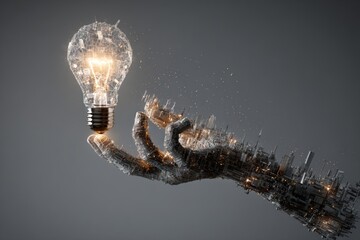 Transformative hand flipping switch illuminating previously dark business landscape instantly