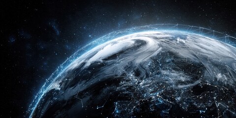 The Earth Surrounded by a Digital Network of Light and Connectivity
