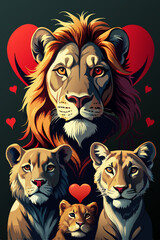 lion mother and lion baby 