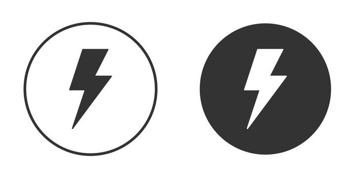 Lightning icon in black solid flat silhouette designs