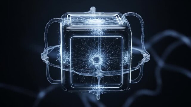 Abstract Cube with Dynamic Light and Smoke Effects