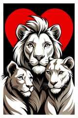 lion mother and lion baby 