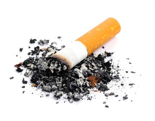 Used cigarette butt and ash