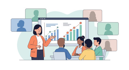Presenting Financial Growth To Remote Team Using Video Conferencing